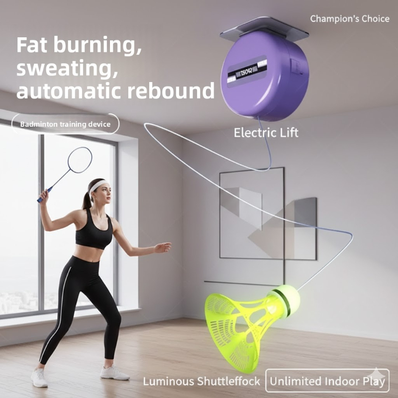 Badminton Talk - Badminton trainingsapparaat voor enkelspel, automatische rebound,